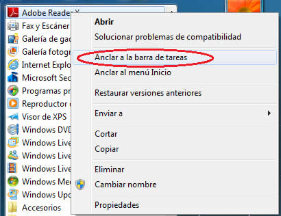 Como anclar o desanclar programas de la barra de tareas de Windows 7