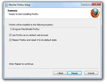 Botón Reset Firefox