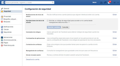 Configurar Facebook para estar seguros