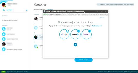 Encontrar y añadir contactos en Skype